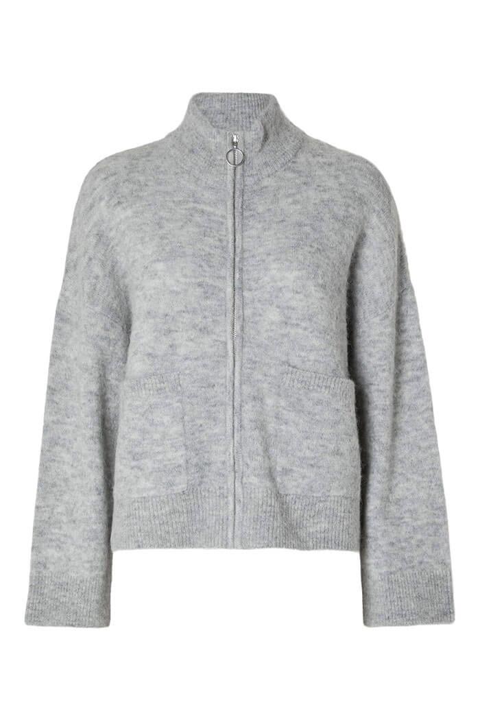 Selected Femme, Zipper Cardigan, Light Grey Melange 